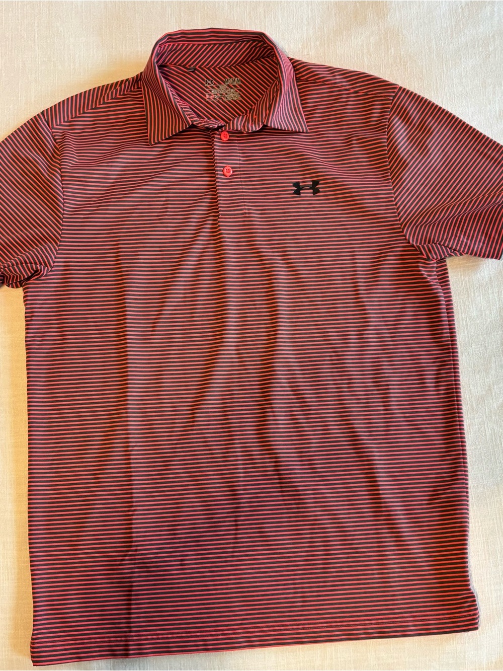 Under Armour Men’s Red and Black Striped Polo